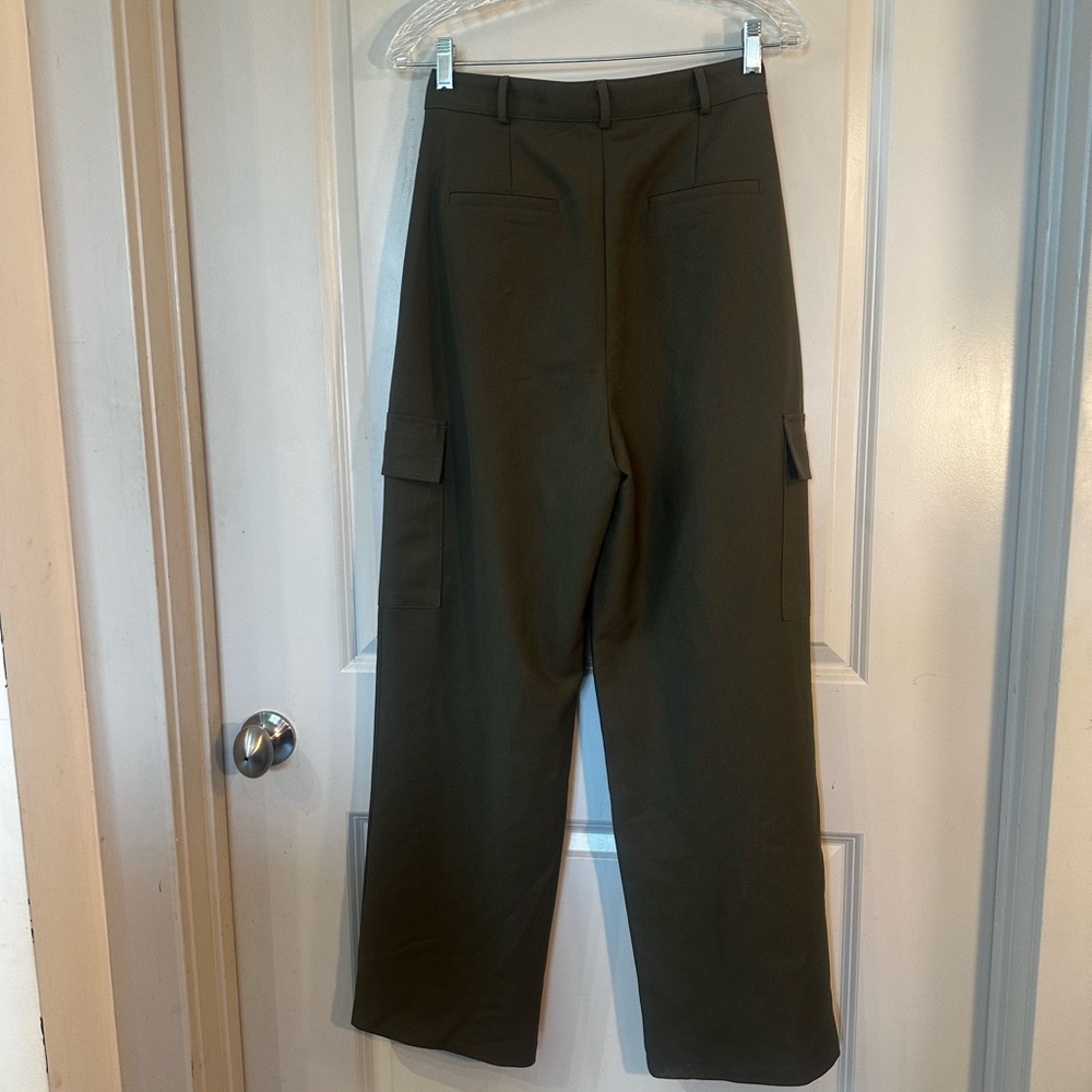The Frankie Shop Maesa Olive Pleated Hi- Rise Cargo Trousers, Small - Picture 12 of 13